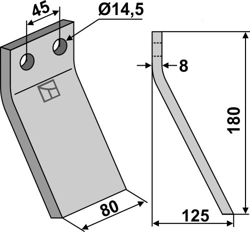 Roterende tand 180x80 mm