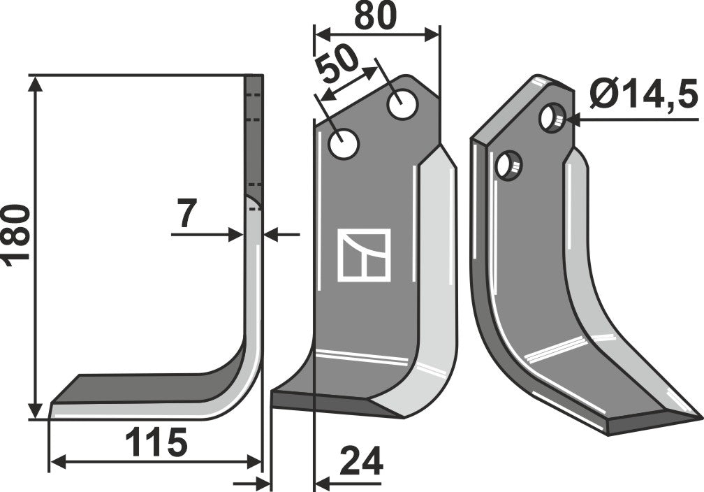 Klinge 180 x 80 mm, venstre