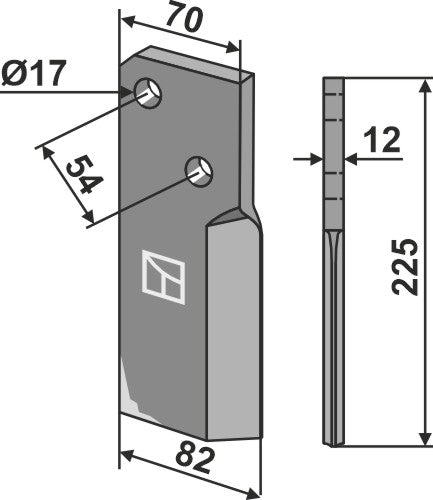 Roterende tand 225 x 70 mm