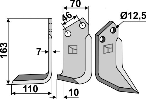Klinge 163 x 70 mm, venstre