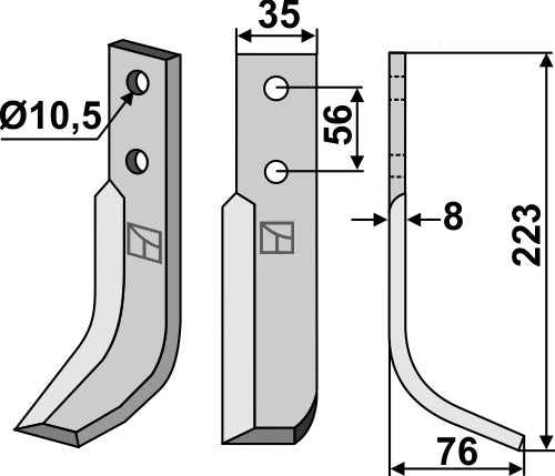 Klinge 223 x 35 mm, højre