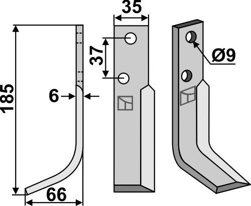 Klinge 185 x 35 mm, venstre
