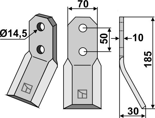 Roterende tand 185 x 70 mm