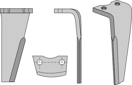 Tænder til rotorharver 295 mm, højre