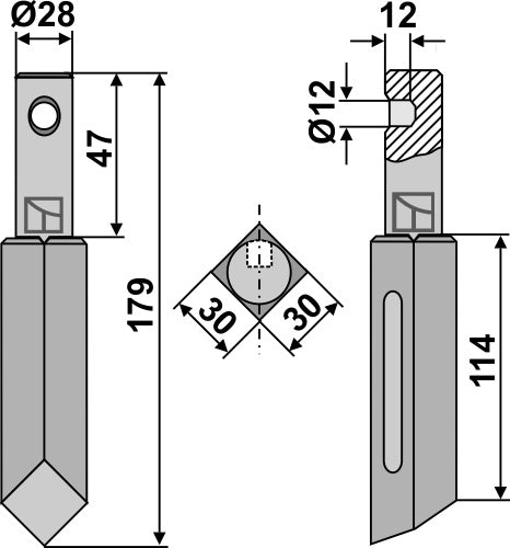 Roterende tand 179 mm