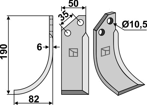 Klinge 190 x 50 mm, venstre