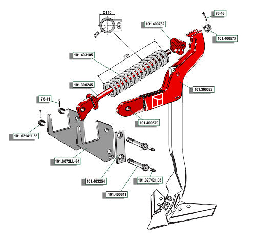 Kivien irrotusmekanismi, ilman piikkiä, pidikettä ja terää
