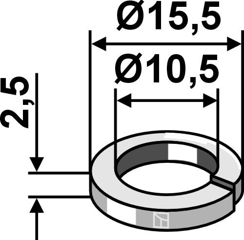 Halkaistu aluslevy Ø15,5x2,5xØ10,5 - DIN7980 (A4) A10