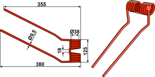 Tedder-piikki Ø9,5 - oikea