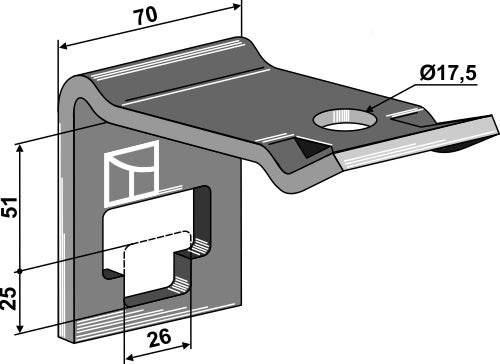 Kiinnike kaksoisjousille 25x25