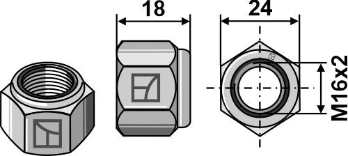 Itselukittuva mutteri - M16x2
