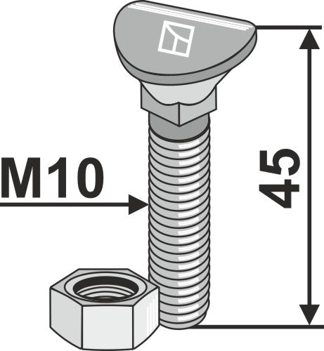 Kultivaattoripultti - M10x45 - 8.8