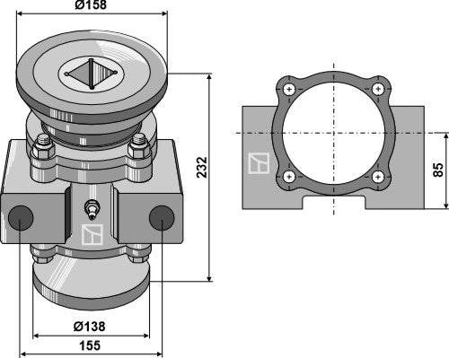 Laakerikomponentti 40x40 neliöakselille