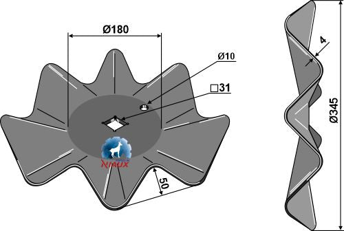 Aaltoileva levy Ø345x4