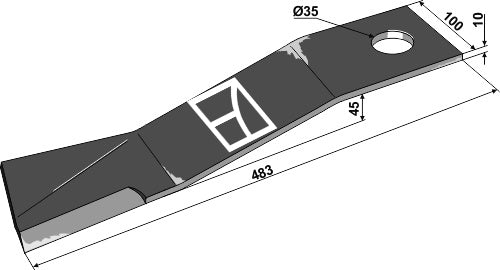 Siirtoterä 483 mm – vasen