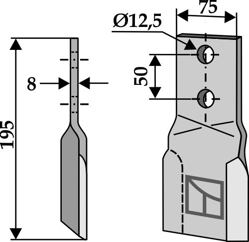 Flail 195x75mm, vasen