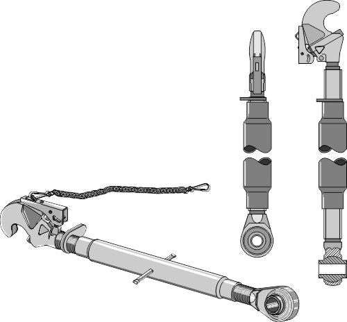Yläkiinnikkeet automaattisella koukulla ja kiinnitystangoilla M30x3,5