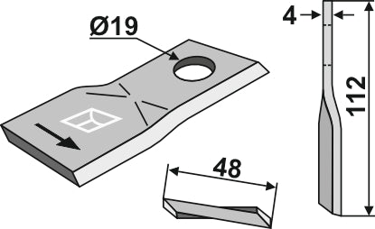 Pyörivä leikkuuterä 112x48mm