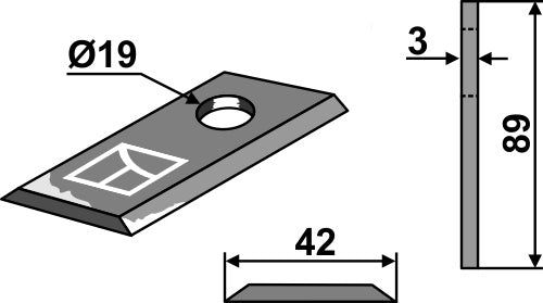Pyörivä leikkuuterä 89x42mm