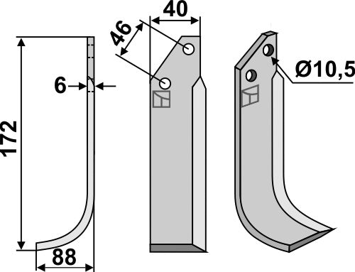 Terä 172 x 40 mm, vasen