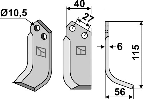 Terä 115 x 40 mm, oikea