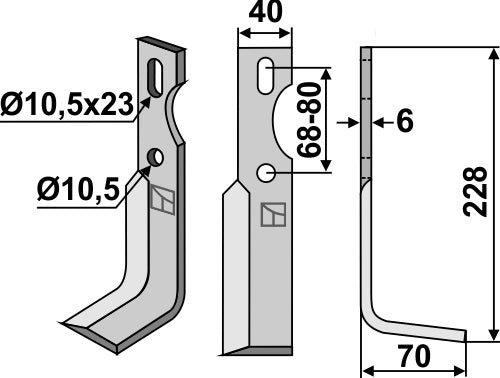 Yleiskäyttöinen terä, oikea