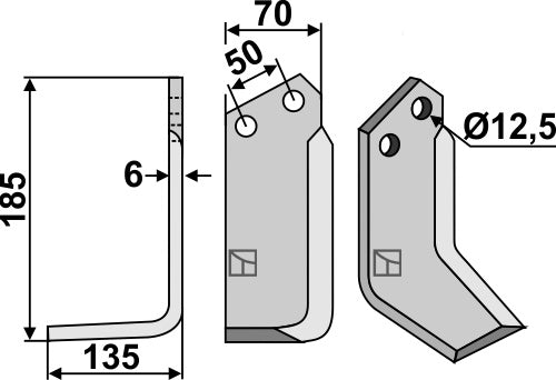 Terä 185 x 70 mm, vasen