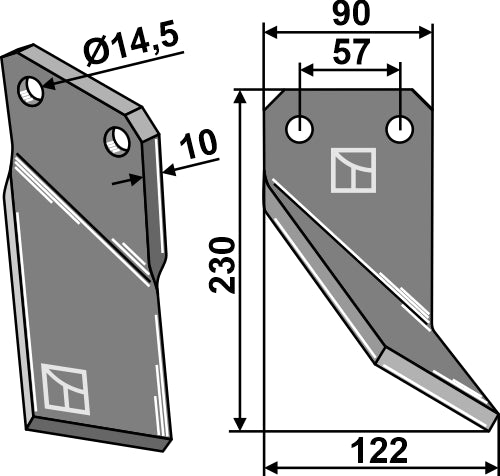 Terä 230 x 90 mm, oikea