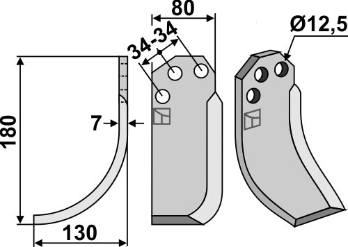 Terä 180 x 80 mm, vasen