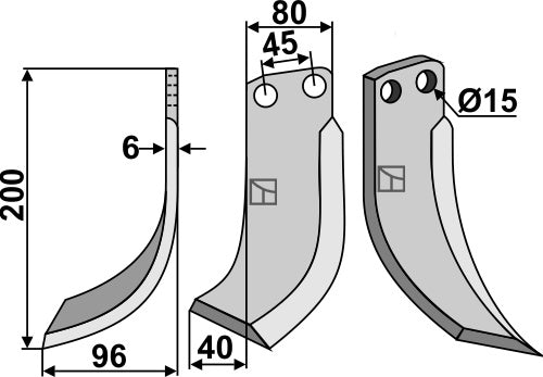 Terä 200 x 80 mm, vasen