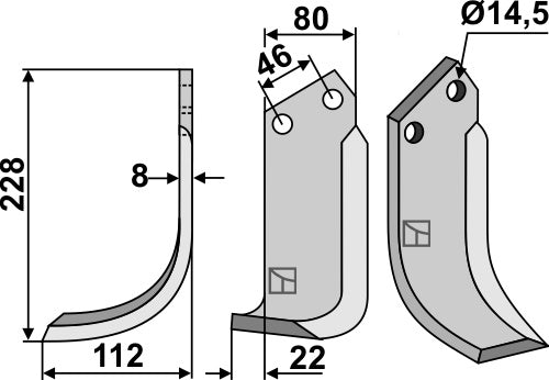 Terä 228 x 80 mm, vasen