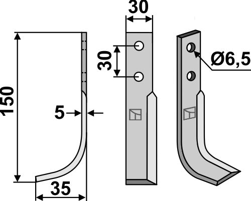 Terä 150 x 30 mm, vasen