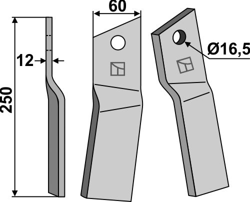 Pyörivä piikki 250 x 60 mm, vasen