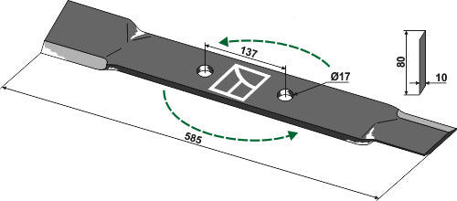Siirtoterä 585 mm - vasen