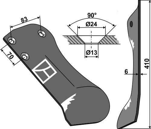 Kupumainen kyntöaura vasemmalla (viiniköynnösten rikkaruohonpoistaja vasemmalla)