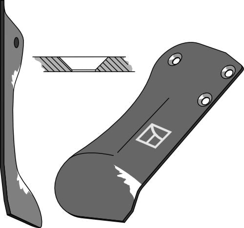 Kupumainen aurankärki oikealla (viiniköynnösten rikkaruohonpoistaja oikealla)