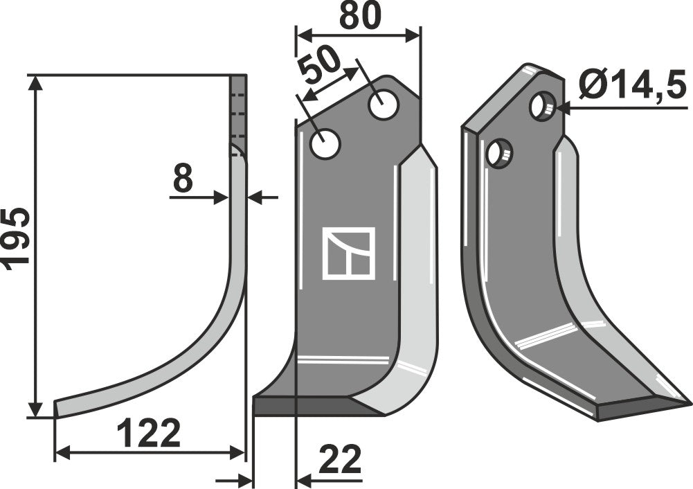 Terä 195 x 80 mm, vasen