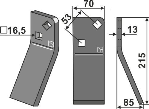 Pyörivä piikki 215 x 70 mm, oikea