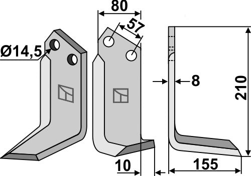 Terä 195 x 80 mm, oikea