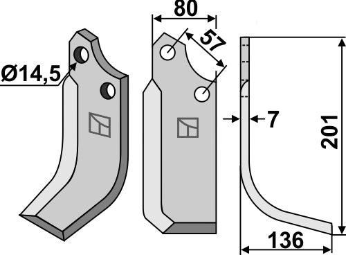 Terä 201 x 80 mm, oikea