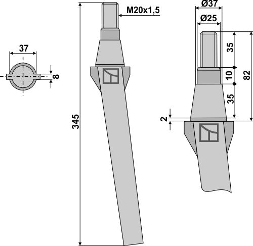 Pyörivän äesän piikki