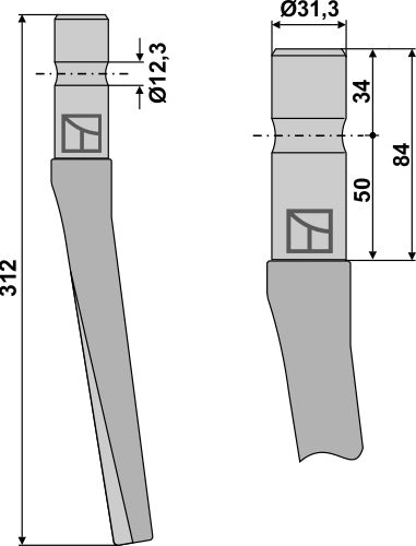 Pyörivän äesän piikki