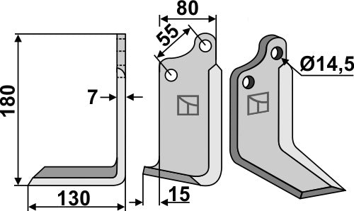 Terä 180 x 80 mm, vasen