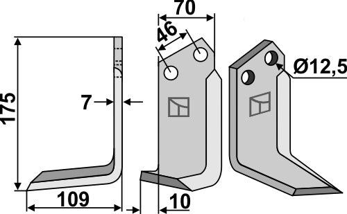 Terä 175 x 70 mm, vasen