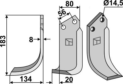 Terä 183 x 80 mm, vasen