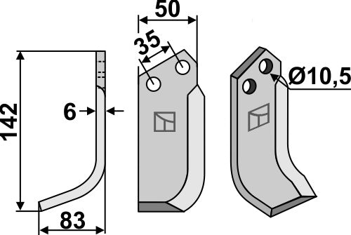 Terä 142 x 50 mm, vasen
