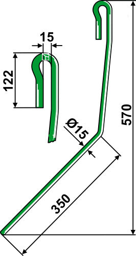 Følgende tind Ø15 mm, venstre