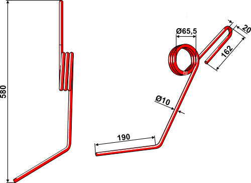 Følgende tind Ø10 mm