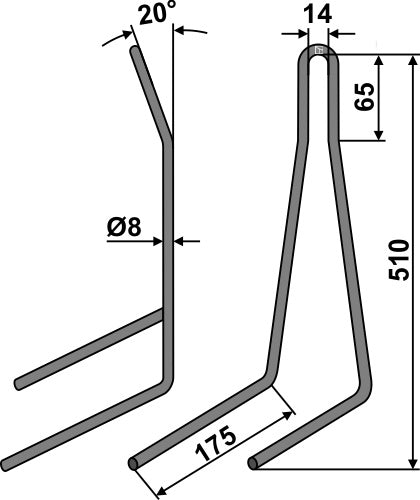 Følgende tind Ø8 mm