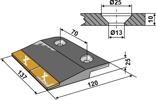 påboltet fremre del - høyre - Hardmetall